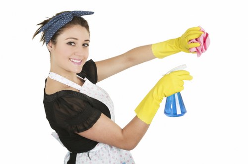 Local cleaning company in Tw13 team preparing office cleaning supplies
